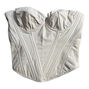 Fashion Nova Beige Faux Leather Bustier Top